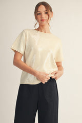 Sequin Short Sleeve Top - 2 COLORS