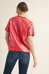 Sequin Short Sleeve Top - 2 COLORS