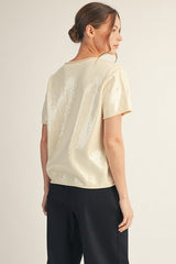 Sequin Short Sleeve Top - 2 COLORS