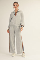 Heather Grey Color Block Trimmed Lounge Set