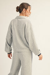 Heather Grey Color Block Trimmed Lounge Set