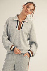 Heather Grey Color Block Trimmed Lounge Set