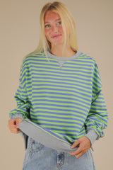 Blue/Green Stripe Oversized Knit Top