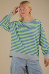 Blue/Green Stripe Oversized Knit Top