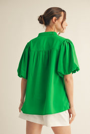 Silky Short Puff Sleeve Top - 2 COLORS
