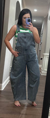 Denim Barrel Overalls