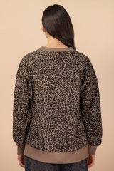 Leopard Printed Knit Long Sleeve Top