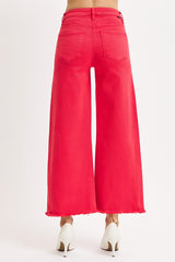 Red Risen Tummy Control Wide Leg Crop Jeans
