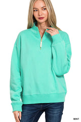 Mint Fleece 1/4 Zip Pullover