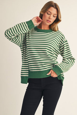 Hunter Green Striped Top