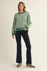 Hunter Green Striped Top