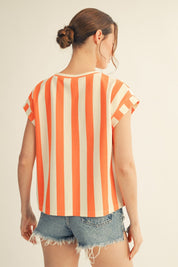Orange Bold Stripe Top