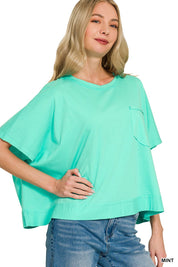 Mint Exposed Seam Boxy Pocket Tee Top