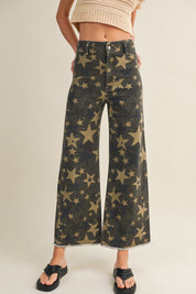 Camo Wide Leg Trouser with All Over Stars
