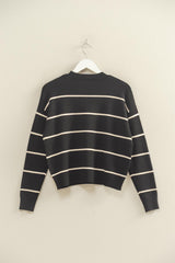 Black & White Striped Knit Lightweight Sweater Top