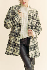 Plaid Pleated Blazer Jacket