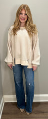 Oatmeal Oversized Waffle Knit Top
