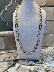 Gold Chain Necklace w/ Crystal Stones - 3 Styles
