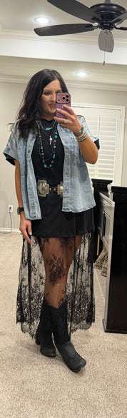 Black Lace T-Shirt Dress