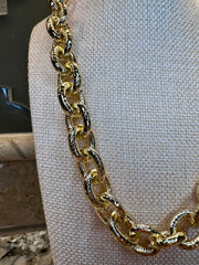 Gold Textured Chain Necklace - 2 Lengths - STYLE 8