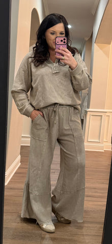 Light Mocha Ribbed Long Sleeve Lounge Set