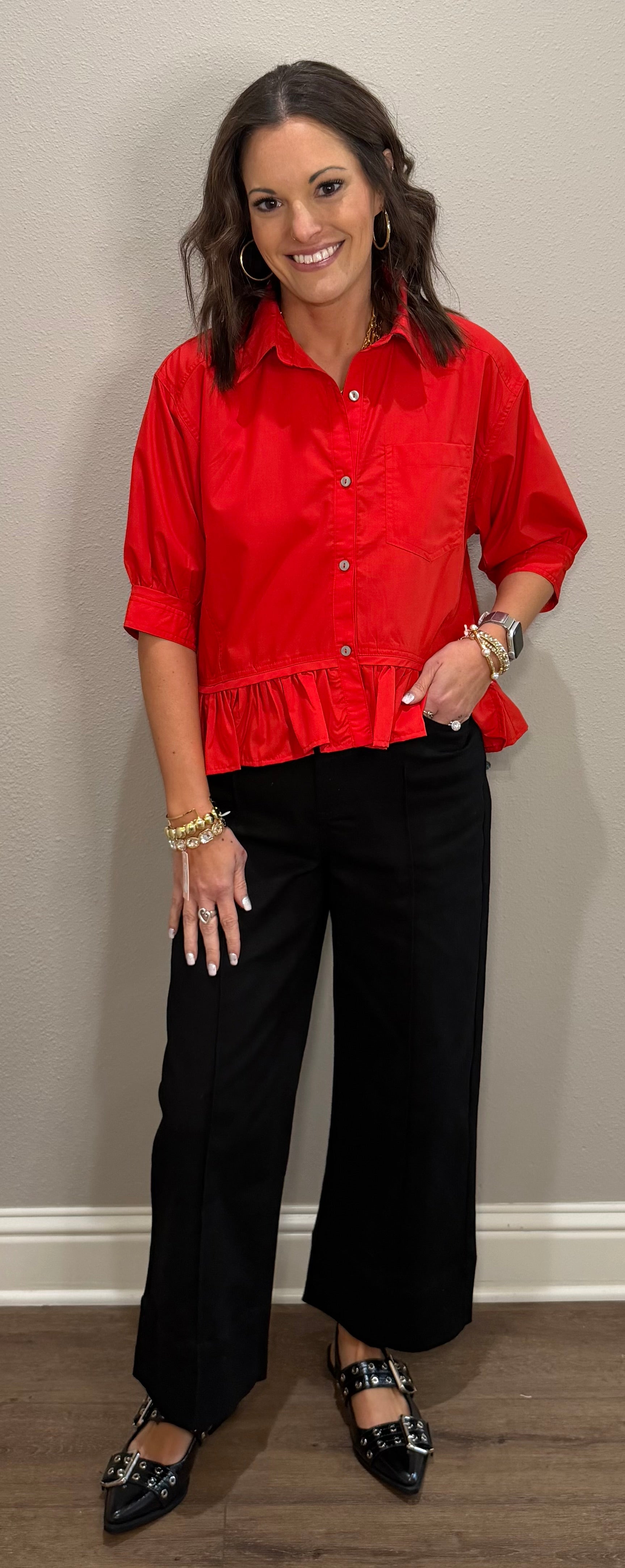 Black Front Seam Cropped Dress Pant