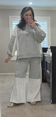 Heather Grey Crochet French Terry Mix Media Lounge Set