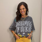 Charcoal Mineral-Wash Dream Free Graphic Top