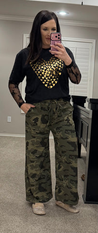 Camo Wide Leg Pants