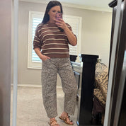 Brown Stripe Knit Top