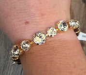 Gold Rhinestone Linked Bracelet - Alternating Size Stones