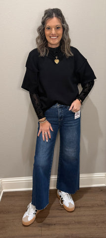 Black Velvet Mesh Top