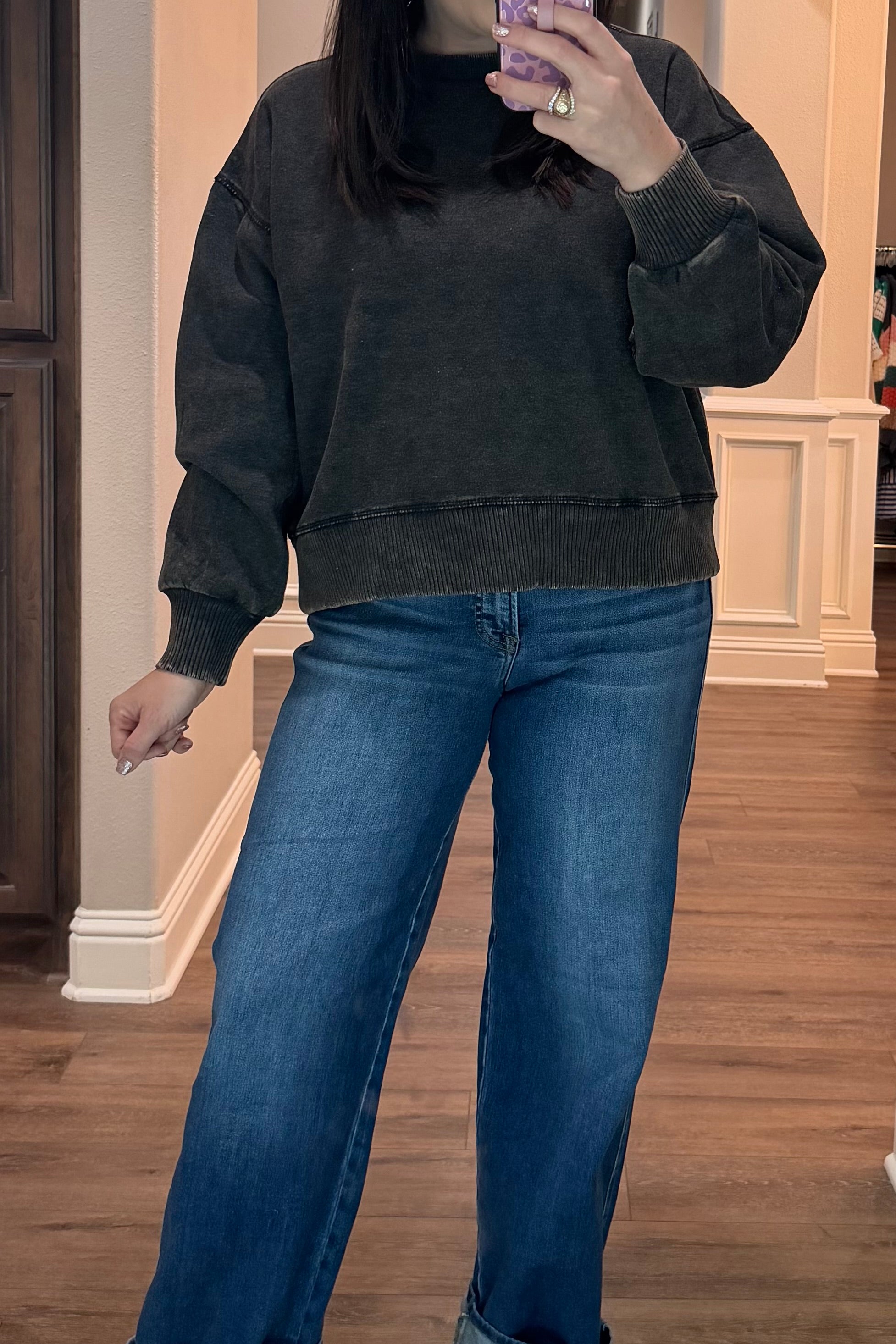 Acid Washed Fleece Oversized Sweatshirt - 10 COLORS