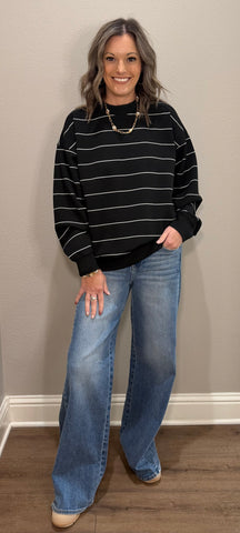 Black/Cream Striped Modal Long Sleeve