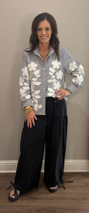 Floral Embroidery Patch Shirt