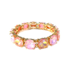 12MM Round Cut Glass Crystal Linked Stretch Bracelet