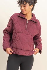 Quilted 1/2 Zip High Neck Pullover - 2 COLORS
