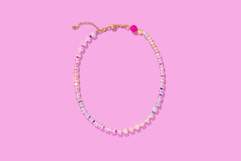 Clear + Multi Colored Beaded Necklace