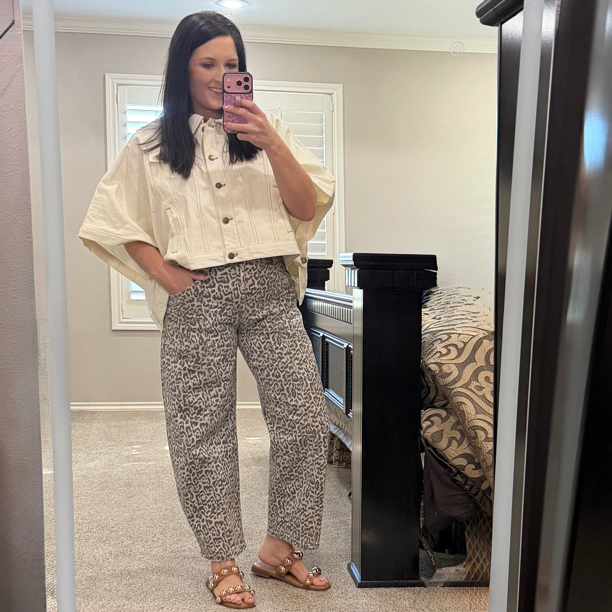 Cream Denim Short Sleeve Poncho Shacket