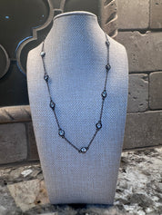 Dark Silver Crystal Necklace w/ Chain Spaces - Multiple Lengths