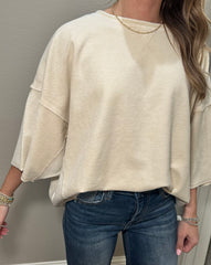Light Khaki 3/4 Sleeve Terry Tee