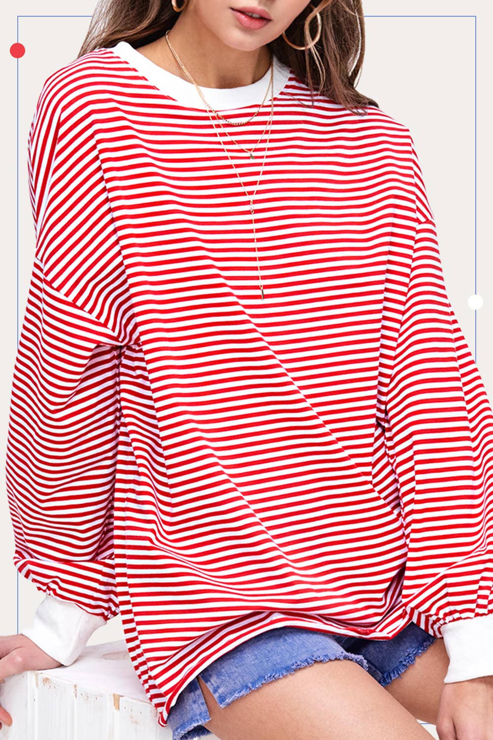 Oversized Striped Long Sleeve Pullover Top - 3 COLORS!