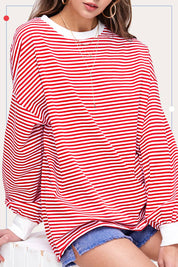 Oversized Striped Long Sleeve Pullover Top - 3 COLORS!