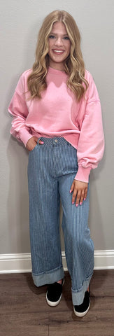Pink Acid Washed Pullover