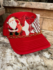 Red Santa & Tree Patch Hat