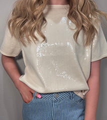 Sequin Short Sleeve Top - 2 COLORS