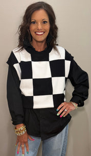 BLACK Ruffle Collar Button Down Top