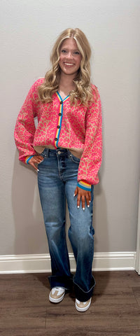 Hot Pink Leopard Cardigan
