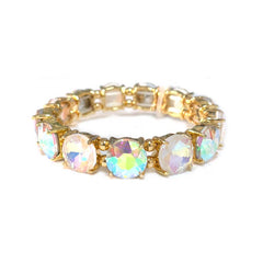 12MM Round Cut Glass Crystal Linked Stretch Bracelet