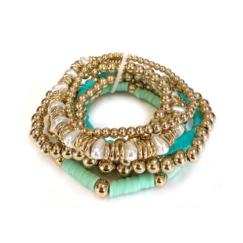 Pearl Mixed Beaded Bracelet Sets - 2 COLORS